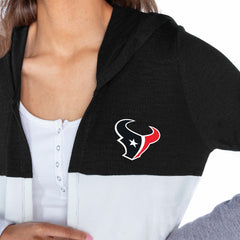 Houston Texans Gameday Couture Women's Tri-Blend Color Block Lightweight Cardigan Hoodie Black