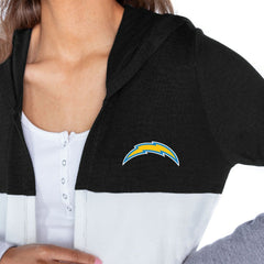 Los Angeles Chargers Gameday Couture Women's Tri-Blend Color Block Lightweight Cardigan Hoodie Black