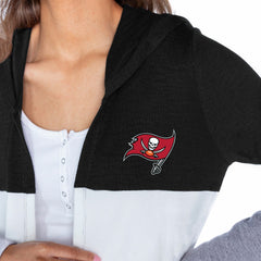 Tampa Bay Buccaneers Gameday Couture Women's Tri-Blend Color Block Lightweight Cardigan Hoodie Black