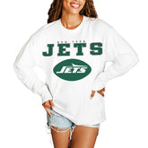 New York Jets Gameday Couture Women's Big Goals Oversized Long Sleeve T-Shirt White