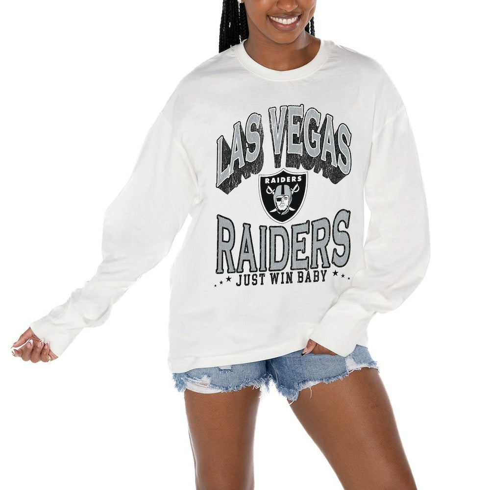 Las Vegas Raiders Gameday Couture Women's Time Out Oversized Long Sleeve T-Shirt White