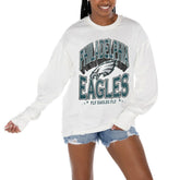 Philadelphia Eagles Gameday Couture Women's Time Out Oversized Long Sleeve T-Shirt White