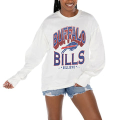 Buffalo Bills Gameday Couture Women's Time Out Oversized Long Sleeve T-Shirt White