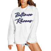 Baltimore Ravens Gameday Couture Women's Classic Comeback Oversized Long Sleeve T-Shirt White