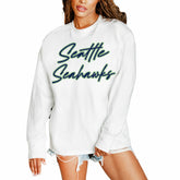 Seattle Seahawks Gameday Couture Women's Classic Comeback Oversized Long Sleeve T-Shirt White