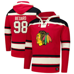NHL Connor Bedard Chicago Blackhawks '47 Big & Tall Lace-up Pullover Hoodie - Red