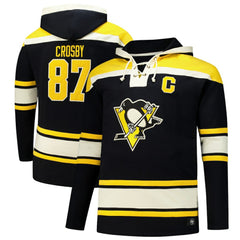 NHL Sidney Crosby Pittsburgh Penguins '47 Big & Tall Lace-up Pullover Hoodie - Black