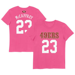 Christian McCaffrey San Francisco 49ers Girls Youth Player Name & Number T-Shirt Pink