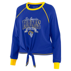Los Angeles Rams WEAR by Erin Andrews Women's Plus Size Tie-Front Long Sleeve Top Royal/Gold