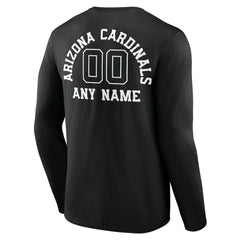 Arizona Cardinals Personalized Name & Number Monochrome Long Sleeve T-Shirt Black
