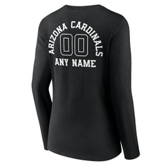 Arizona Cardinals Women's Personalized Name & Number Monochrome Long Sleeve V-Neck T-Shirt Black