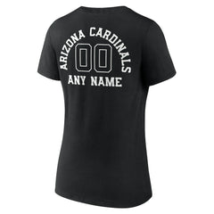 Arizona Cardinals Women's Personalized Name & Number Monochrome V-Neck T-Shirt Black