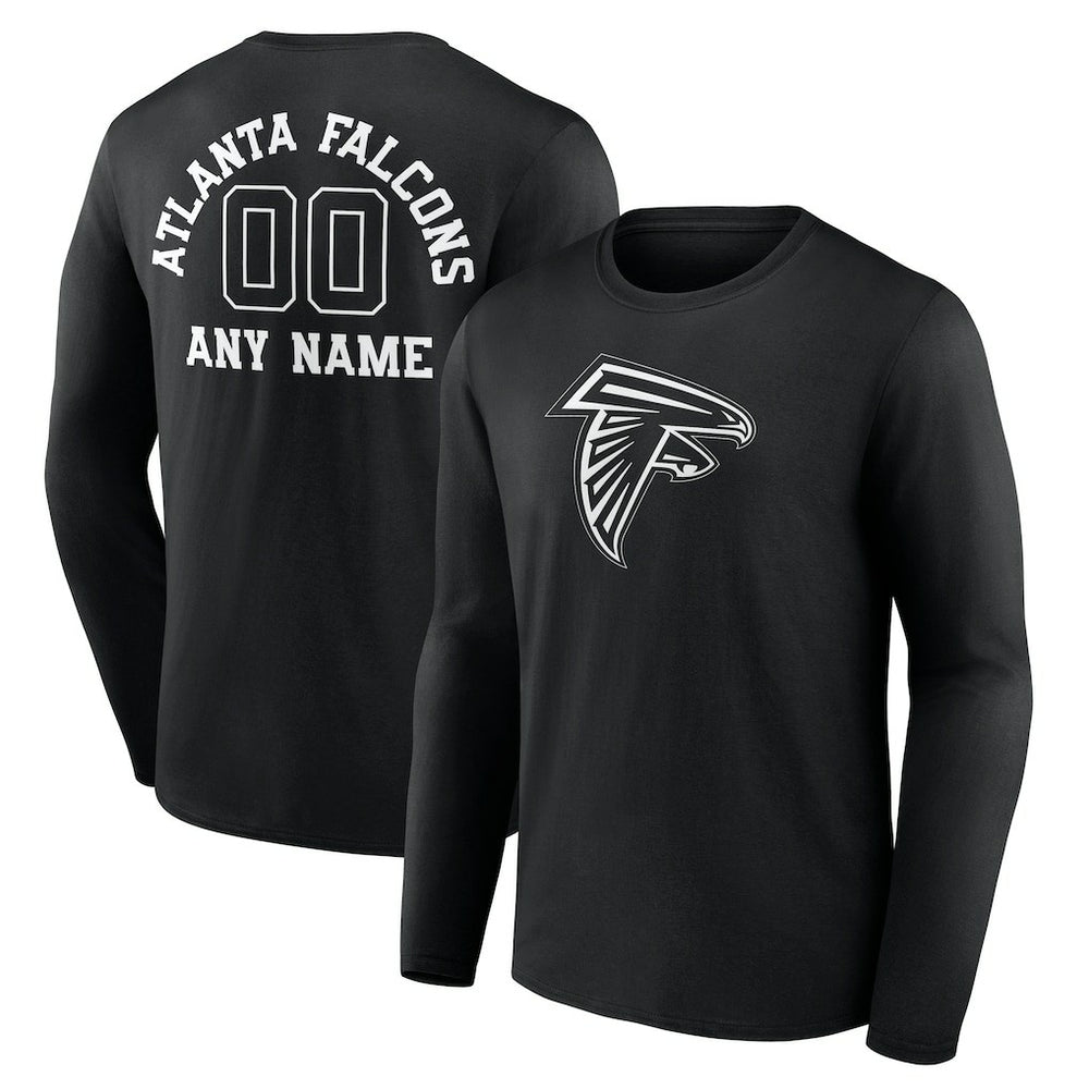 Atlanta Falcons Personalized Name & Number Monochrome Long Sleeve T-Shirt Black