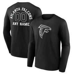 Atlanta Falcons Personalized Name & Number Monochrome Long Sleeve T-Shirt Black