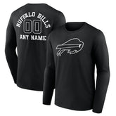 Buffalo Bills Personalized Name & Number Monochrome Long Sleeve T-Shirt Black