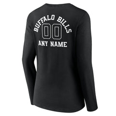 Buffalo Bills Women's Personalized Name & Number Monochrome Long Sleeve V-Neck T-Shirt Black