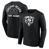 Chicago Bears Personalized Name & Number Monochrome Long Sleeve T-Shirt Black