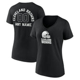 Cleveland Browns Women's Personalized Name & Number Monochrome V-Neck T-Shirt Black