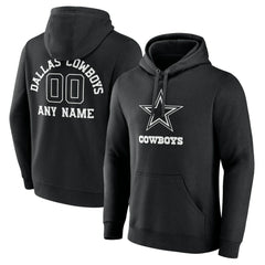 Dallas Cowboys Personalized Name & Number Pullover Hoodie Black