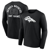 Denver Broncos Personalized Name & Number Monochrome Long Sleeve T-Shirt Black