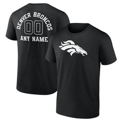 Denver Broncos Personalized Name & Number Monochrome T-Shirt Black