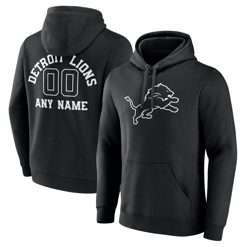 Detroit Lions Personalized Name & Number Pullover Hoodie Black