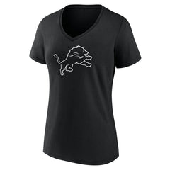 Detroit Lions Women's Personalized Name & Number Monochrome V-Neck T-Shirt Black