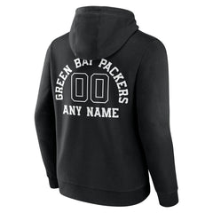 Green Bay Packers Personalized Name & Number Pullover Hoodie Black