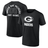Green Bay Packers Personalized Name & Number Monochrome T-Shirt Black