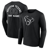 Houston Texans Personalized Name & Number Monochrome Long Sleeve T-Shirt Black
