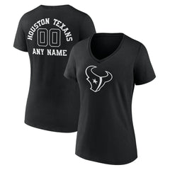 Houston Texans Women's Personalized Name & Number Monochrome V-Neck T-Shirt Black
