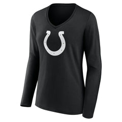 Indianapolis Colts Women's Personalized Name & Number Monochrome Long Sleeve V-Neck T-Shirt Black