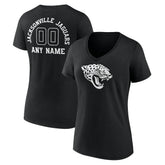 Jacksonville Jaguars Women's Personalized Name & Number Monochrome V-Neck T-Shirt Black