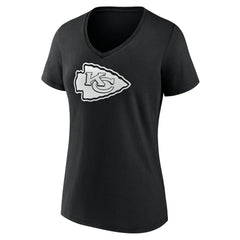 Kansas City Chiefs Women's Personalized Name & Number Monochrome V-Neck T-Shirt Black