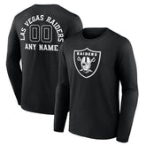 Las Vegas Raiders Personalized Name & Number Monochrome Long Sleeve T-Shirt Black