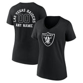 Las Vegas Raiders Women's Personalized Name & Number Monochrome V-Neck T-Shirt Black