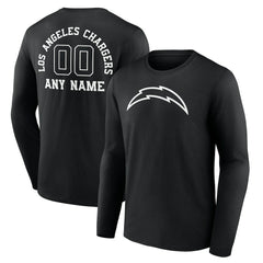 Los Angeles Chargers Personalized Name & Number Monochrome Long Sleeve T-Shirt Black
