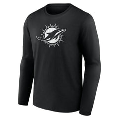 Miami Dolphins Personalized Name & Number Monochrome Long Sleeve T-Shirt Black