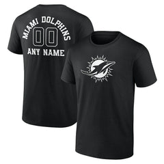 Miami Dolphins Personalized Name & Number Monochrome T-Shirt Black