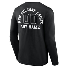 New Orleans Saints Personalized Name & Number Monochrome Long Sleeve T-Shirt Black