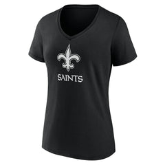 New Orleans Saints Women's Personalized Name & Number Monochrome V-Neck T-Shirt Black