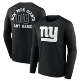 New York Giants Personalized Name & Number Monochrome Long Sleeve T-Shirt Black