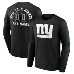 New York Giants Personalized Name & Number Monochrome Long Sleeve T-Shirt Black