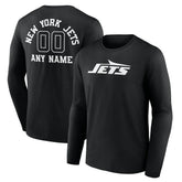 New York Jets Personalized Name & Number Monochrome Long Sleeve T-Shirt Black