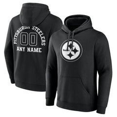 Pittsburgh Steelers Personalized Name & Number Pullover Hoodie Black