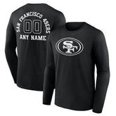 San Francisco 49ers Personalized Name & Number Monochrome Long Sleeve T-Shirt Black