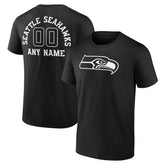 Seattle Seahawks Personalized Name & Number Monochrome T-Shirt Black