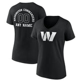 Washington Commanders Women's Personalized Name & Number Monochrome V-Neck T-Shirt Black