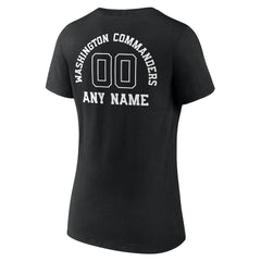 Washington Commanders Women's Personalized Name & Number Monochrome V-Neck T-Shirt Black