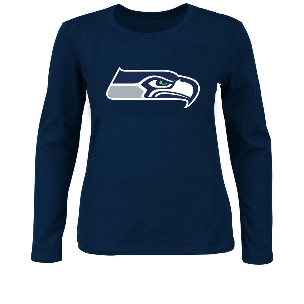 Seattle Seahawks Women's Plus Size Long Sleeve T-Shirt College Navy